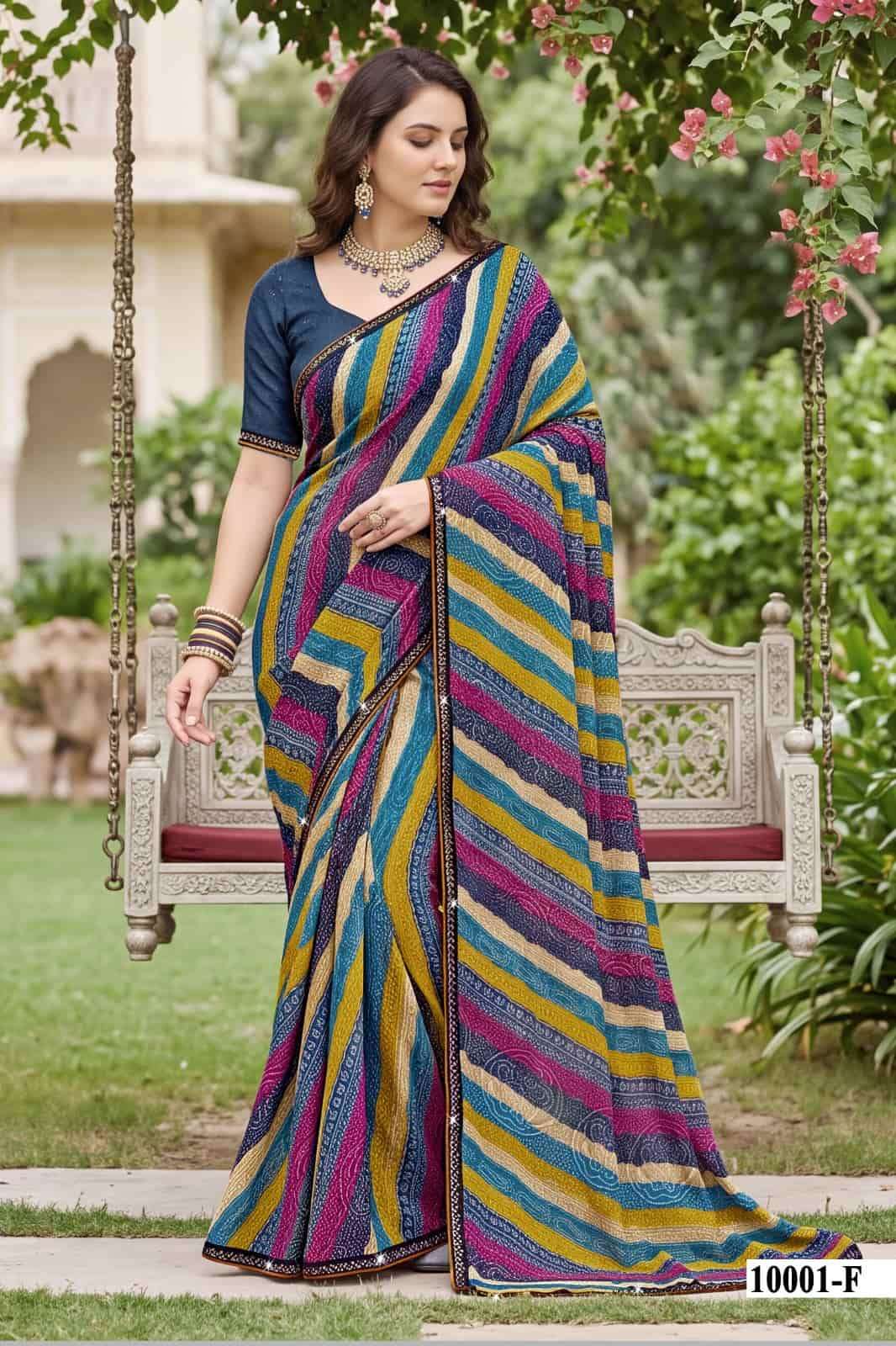 Vallabhi Parvana Vol 10 Dull Moss Leheriya Swarovski Saree