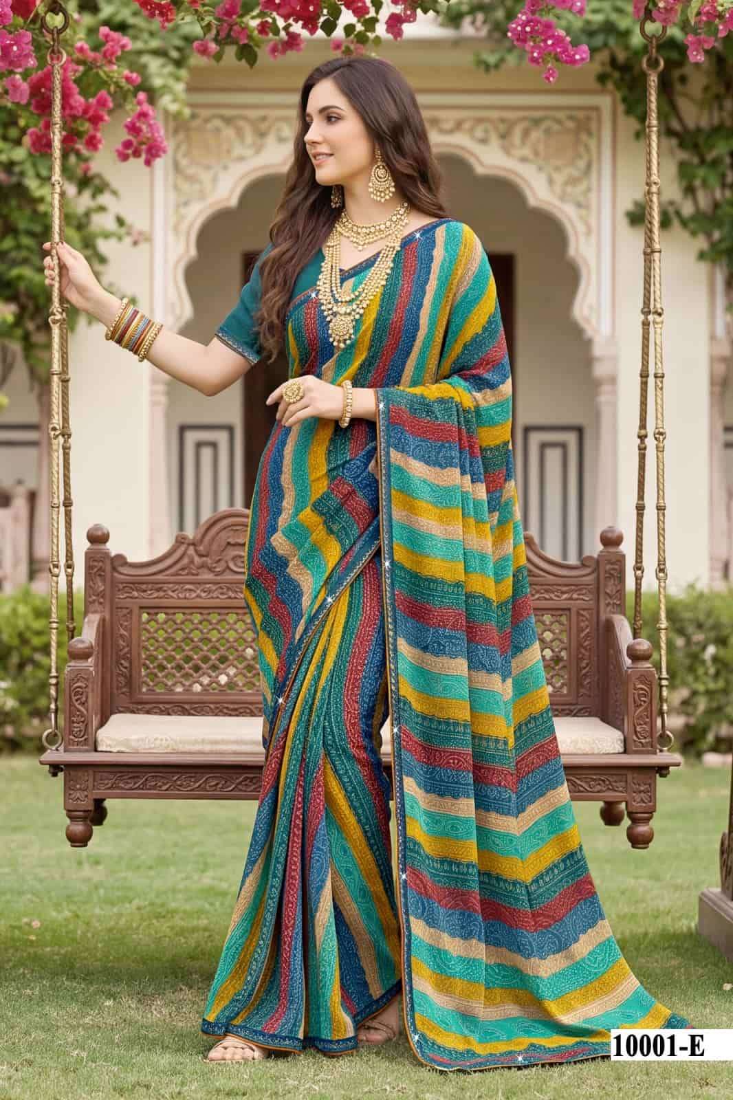 Vallabhi Parvana Vol 10 Dull Moss Leheriya Swarovski Saree