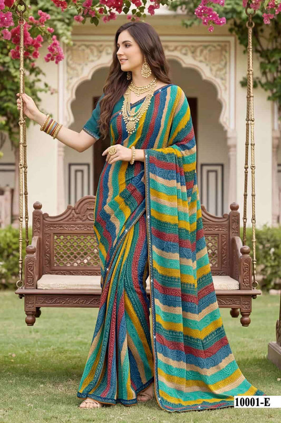 Vallabhi Parvana Vol 10 Dull Moss Leheriya Swarovski Saree