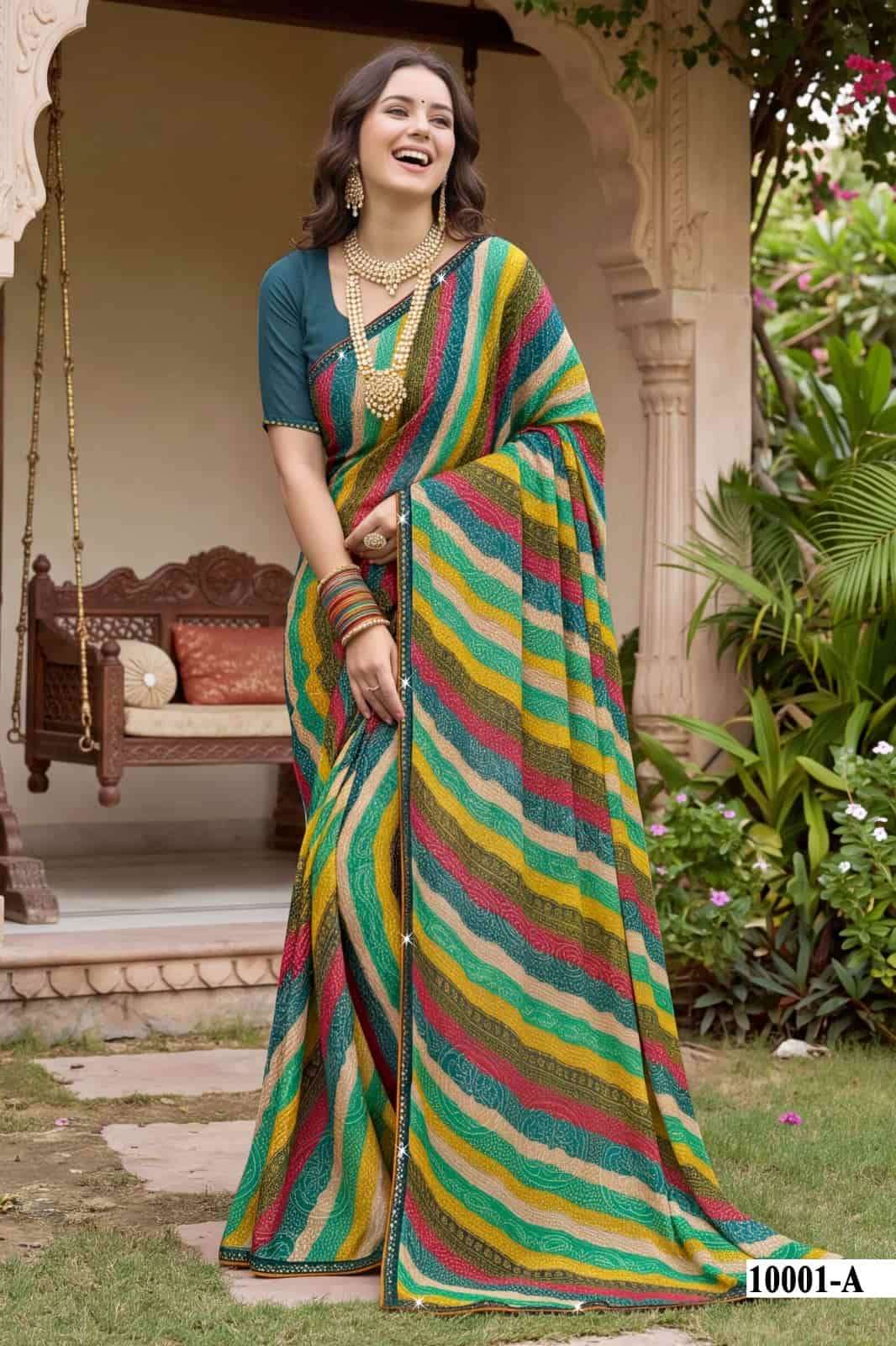 Vallabhi Parvana Vol 10 Dull Moss Leheriya Swarovski Saree