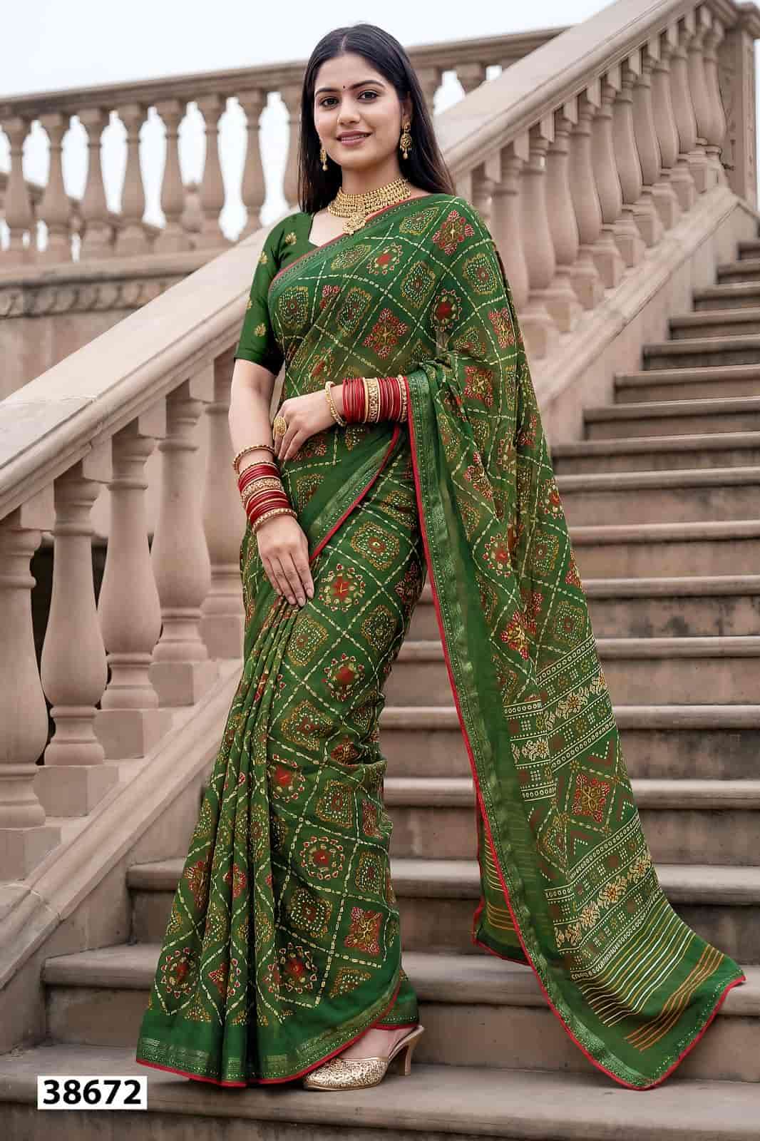 Vallabhi Prints Aayushi Vol 3 Moss Ethnic Print Saree - Amrah Wholesale