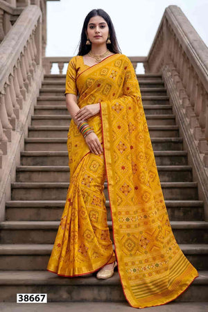 Vallabhi Prints Aayushi Vol 3 Moss Ethnic Print Saree - Amrah Wholesale
