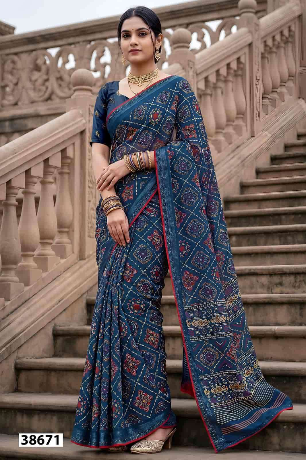 Vallabhi Prints Aayushi Vol 3 Moss Ethnic Print Saree - Amrah Wholesale