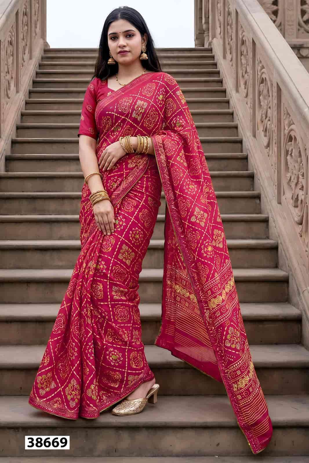 Vallabhi Prints Aayushi Vol 3 Moss Ethnic Print Saree - Amrah Wholesale