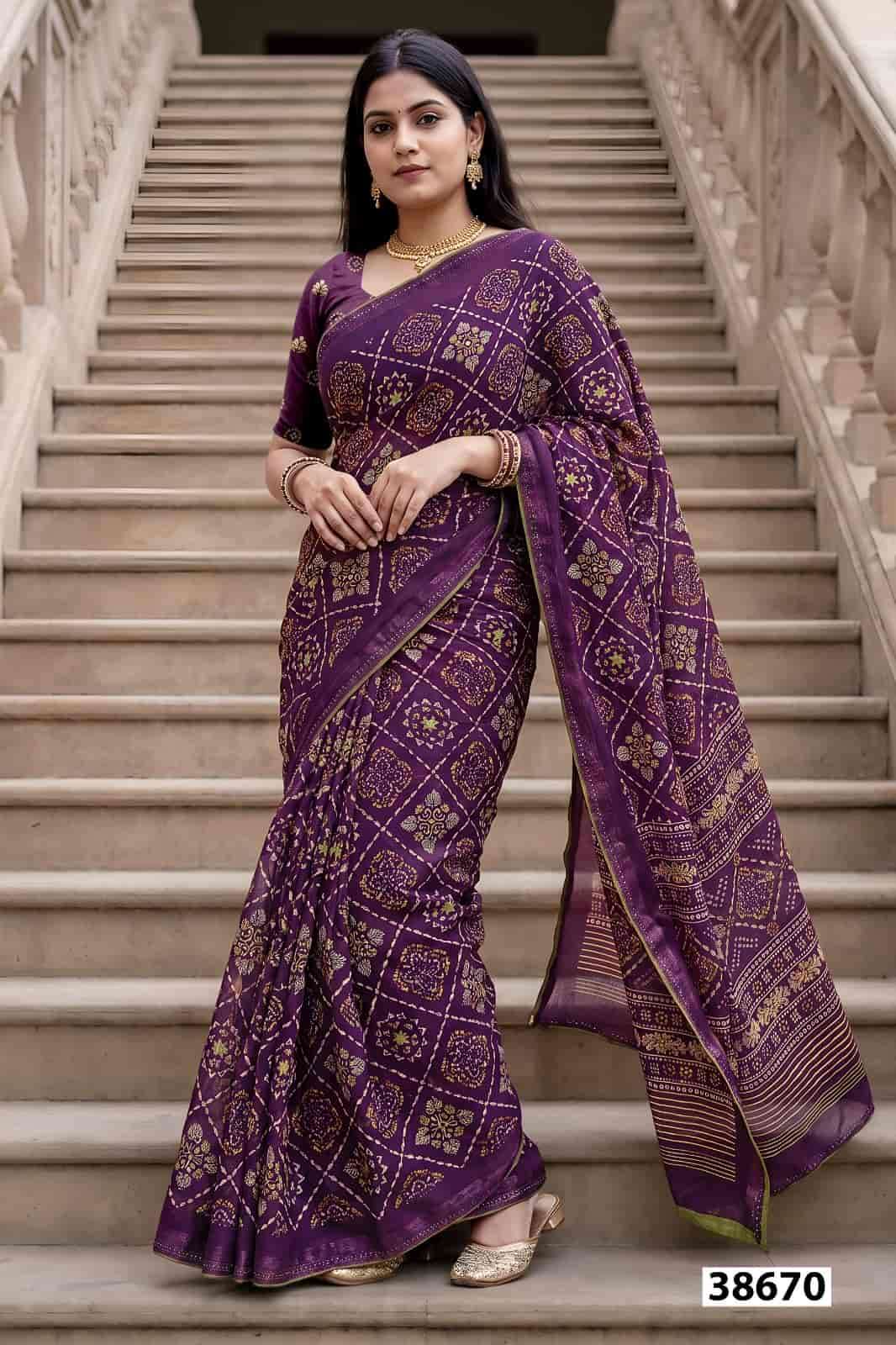 Vallabhi Prints Aayushi Vol 3 Moss Ethnic Print Saree - Amrah Wholesale