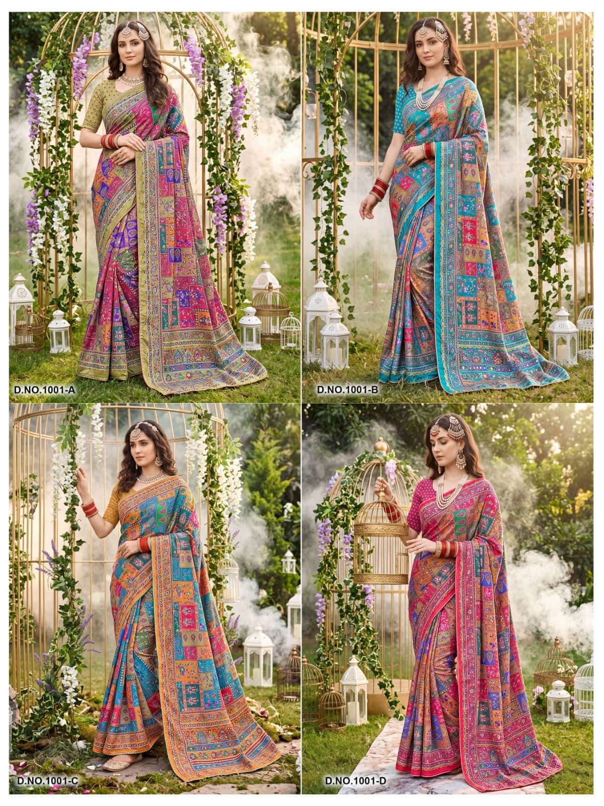 Vallabhi Prints Avadhi Chinnon Ethnic Print Saree - Amrah Wholesale