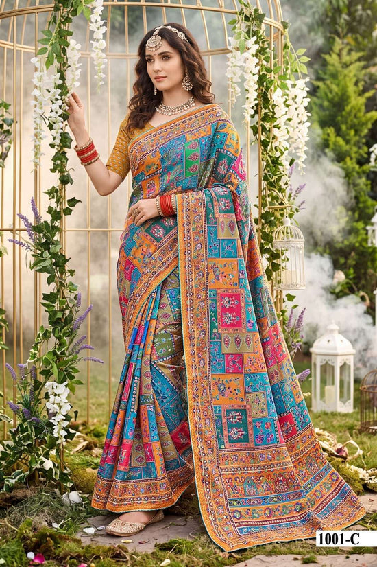 Vallabhi Prints Avadhi Chinnon Ethnic Print Saree - Amrah Wholesale