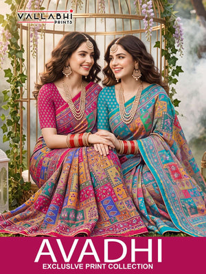 Vallabhi Prints Avadhi Chinnon Ethnic Print Saree
