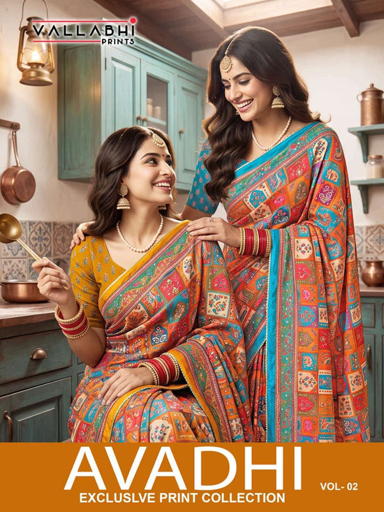 Vallabhi Prints Avadhi Vol 2 Chinnon Ethnic Print Saree