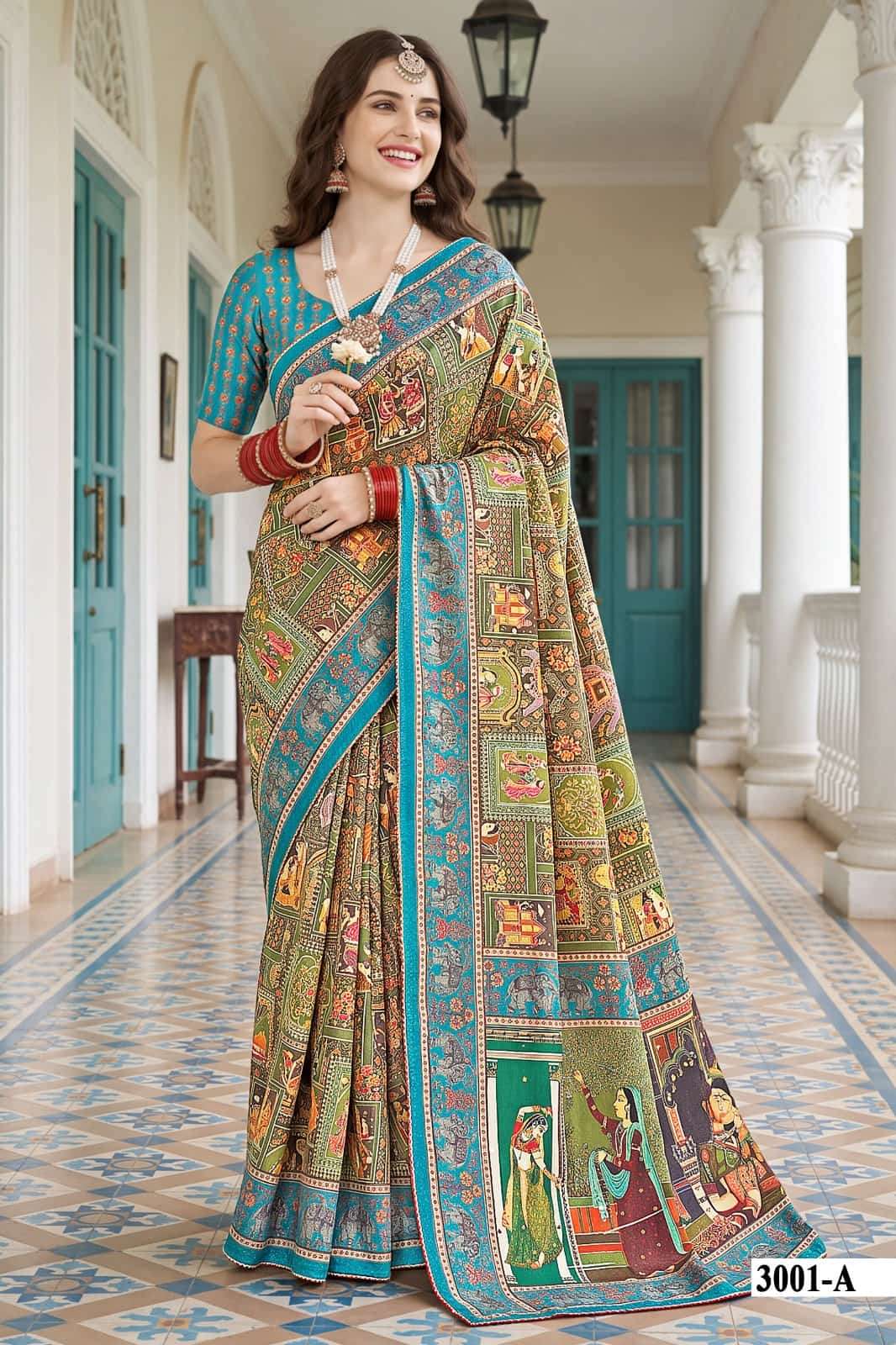 Vallabhi Prints Avadhi Vol 3 Chinnon Ethnic Print Saree