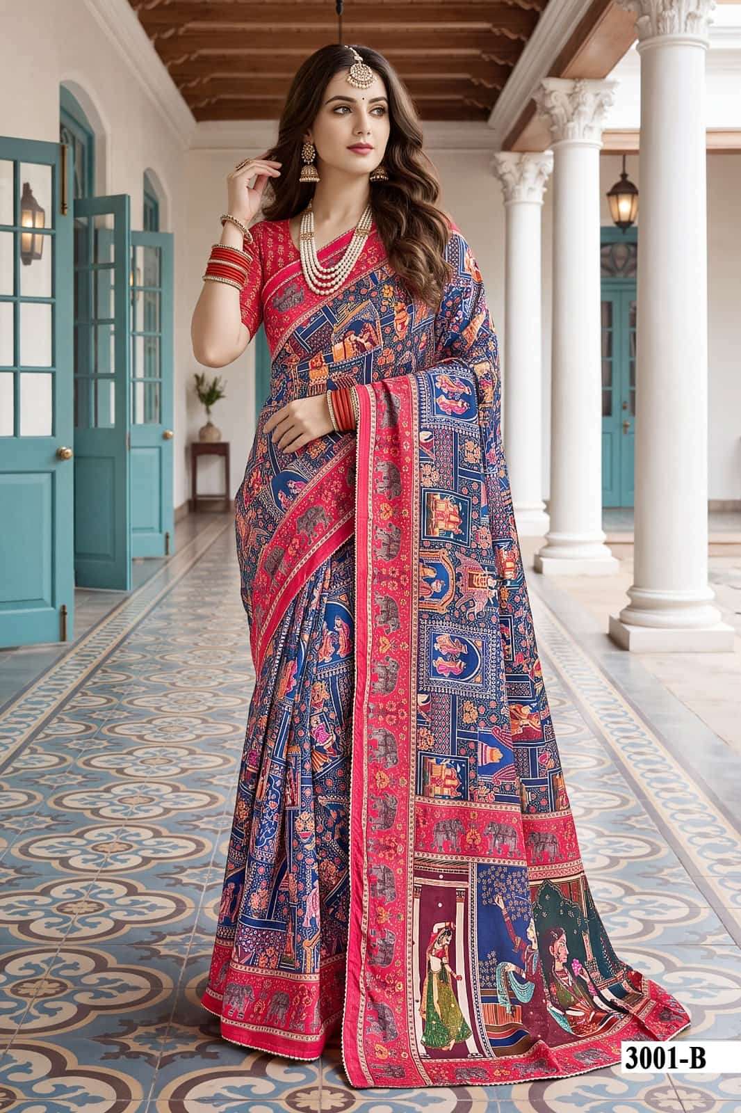 Vallabhi Prints Avadhi Vol 3 Chinnon Ethnic Print Saree