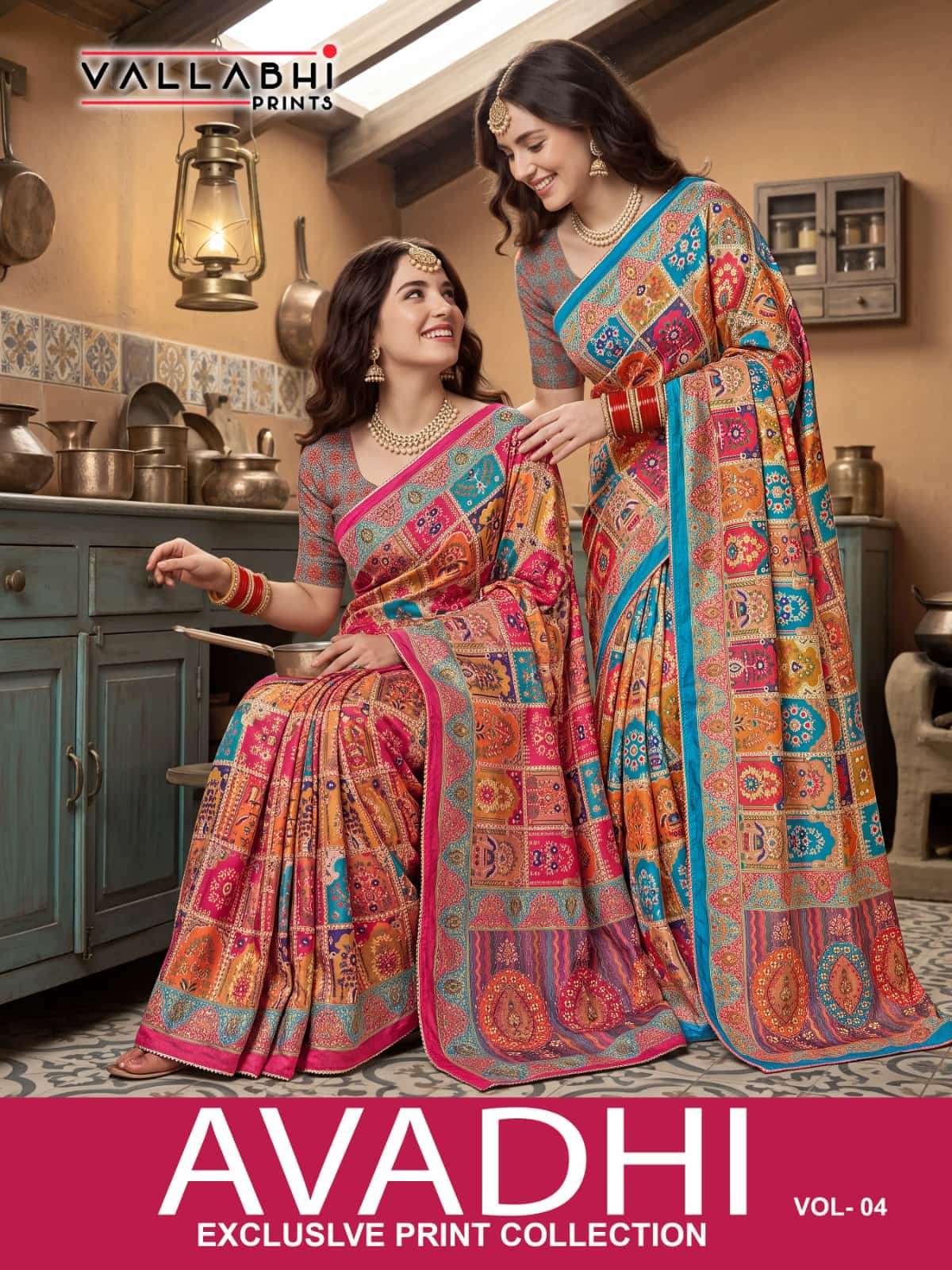 Vallabhi Prints Avadhi Vol 4 Chinnon Ethnic Print Saree
