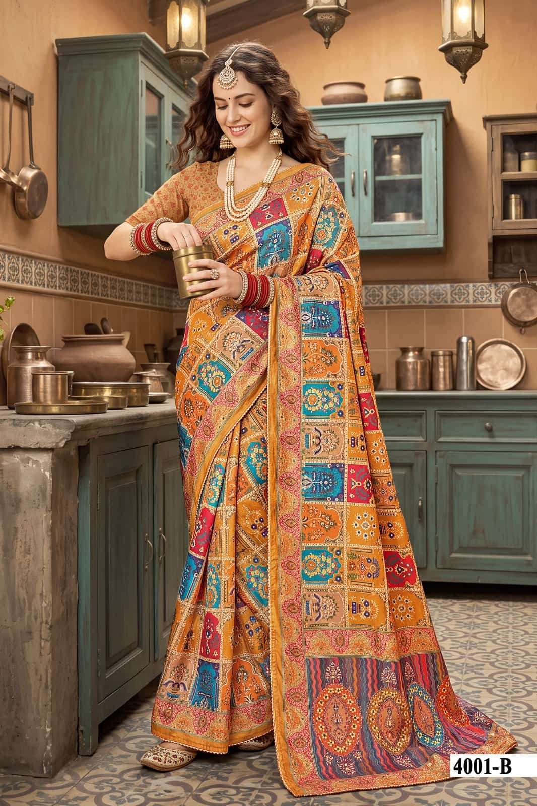 Vallabhi Prints Avadhi Vol 4 Chinnon Ethnic Print Saree