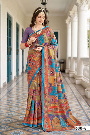 Vallabhi Prints Avadhi Vol 5 Chinnon Digital Print Saree
