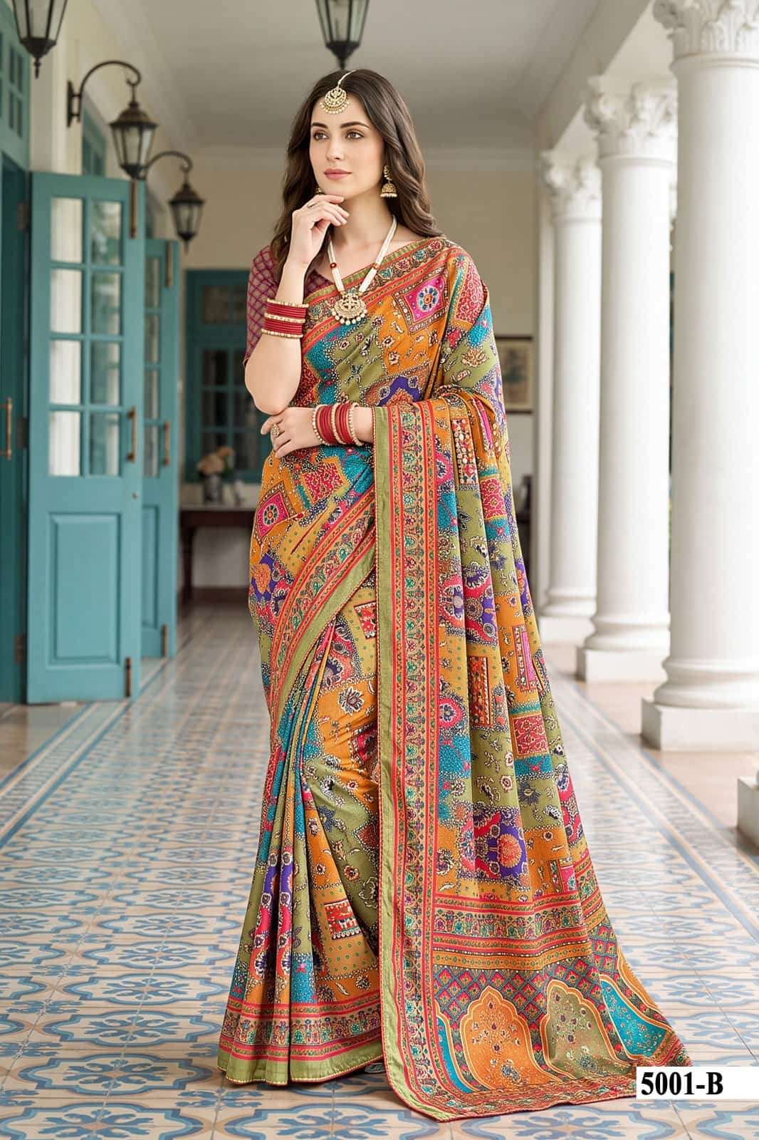Vallabhi Prints Avadhi Vol 5 Chinnon Digital Print Saree