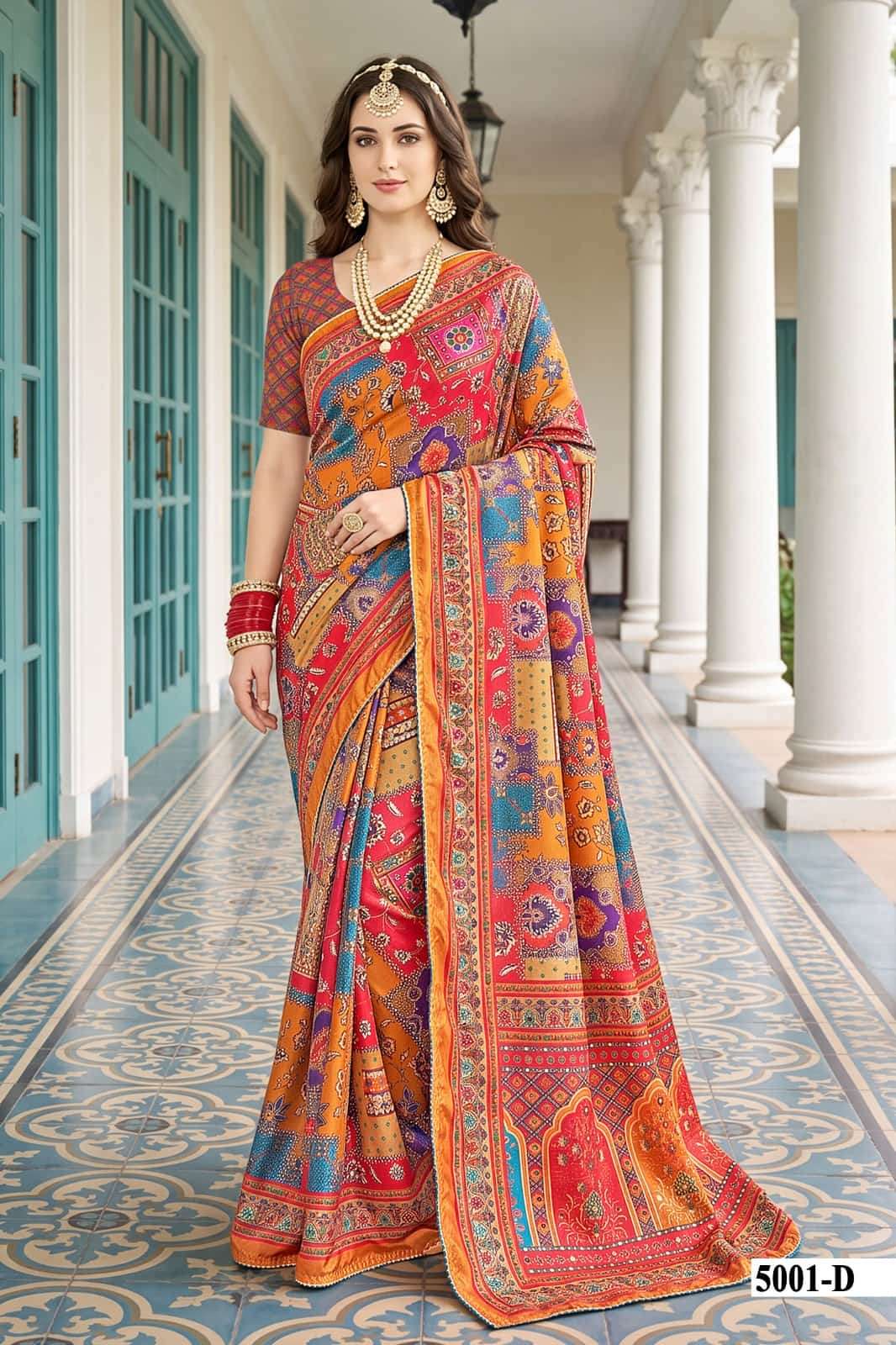 Vallabhi Prints Avadhi Vol 5 Chinnon Digital Print Saree