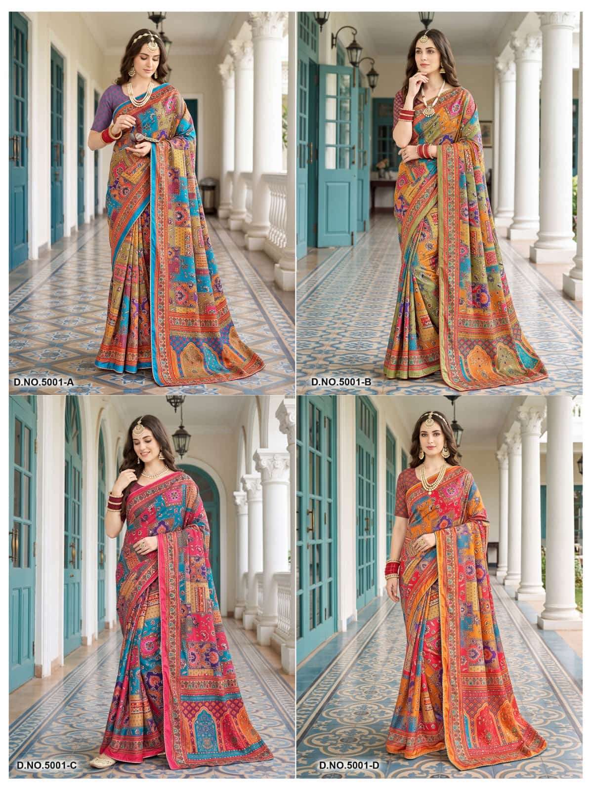 Vallabhi Prints Avadhi Vol 5 Chinnon Digital Print Saree