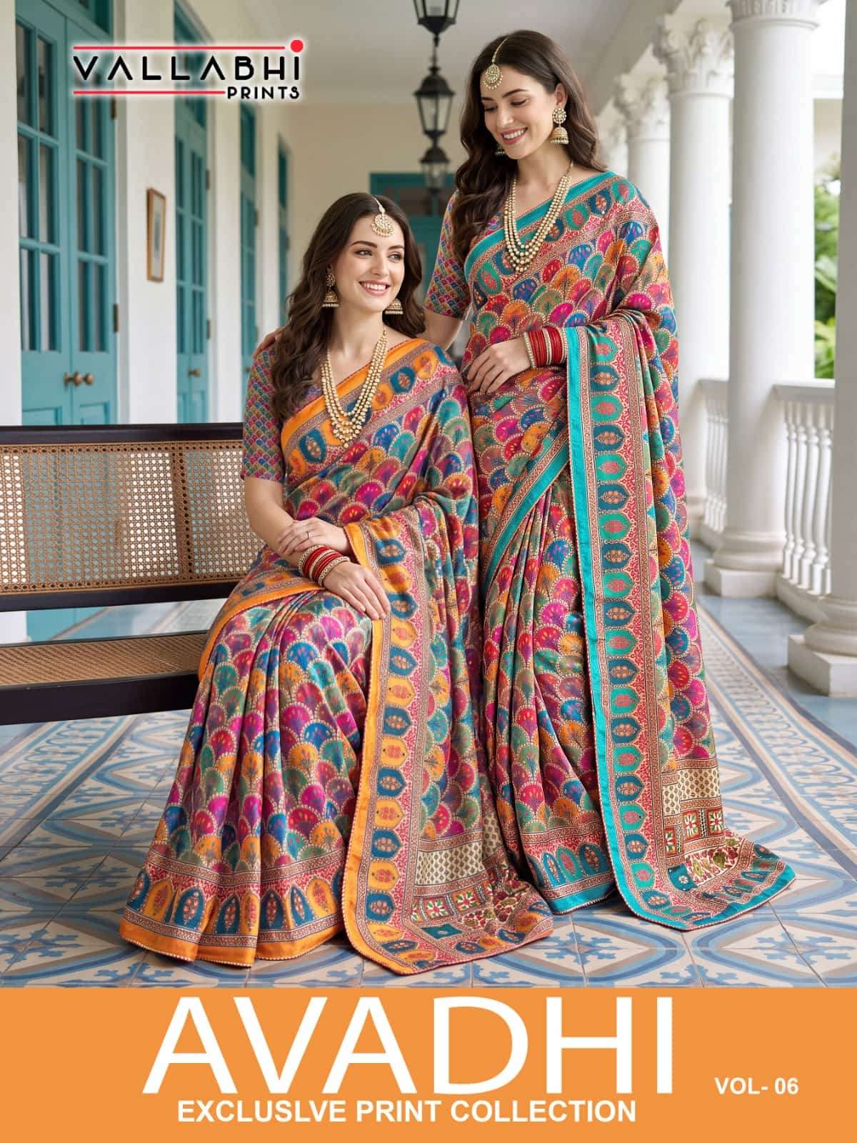 Vallabhi Prints Avadhi Vol 6 Chinnon Ethnic Print Saree