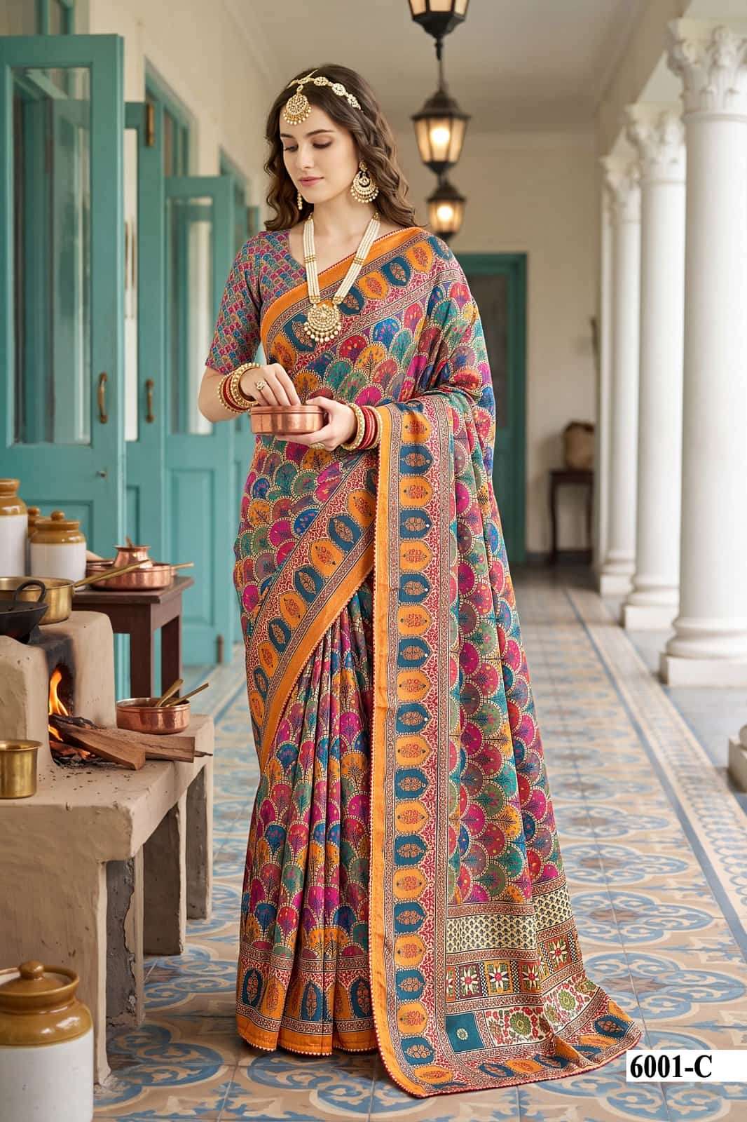 Vallabhi Prints Avadhi Vol 6 Chinnon Ethnic Print Saree
