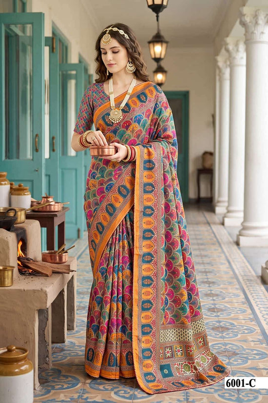 Vallabhi Prints Avadhi Vol 6 Chinnon Ethnic Print Saree