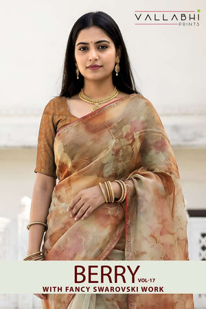 Vallabhi Prints Berry Vol 17 Satin Printed Saree Wholesale Price Surat