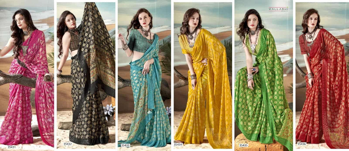 Vallabhi Prints Jiya Vol 46 Premium Moss Georgette Daily Wear Saree Collection - Amrah Wholesale