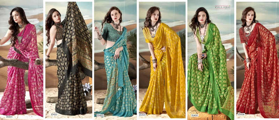 Vallabhi Prints Jiya Vol 46 Premium Moss Georgette Daily Wear Saree Collection - Amrah Wholesale