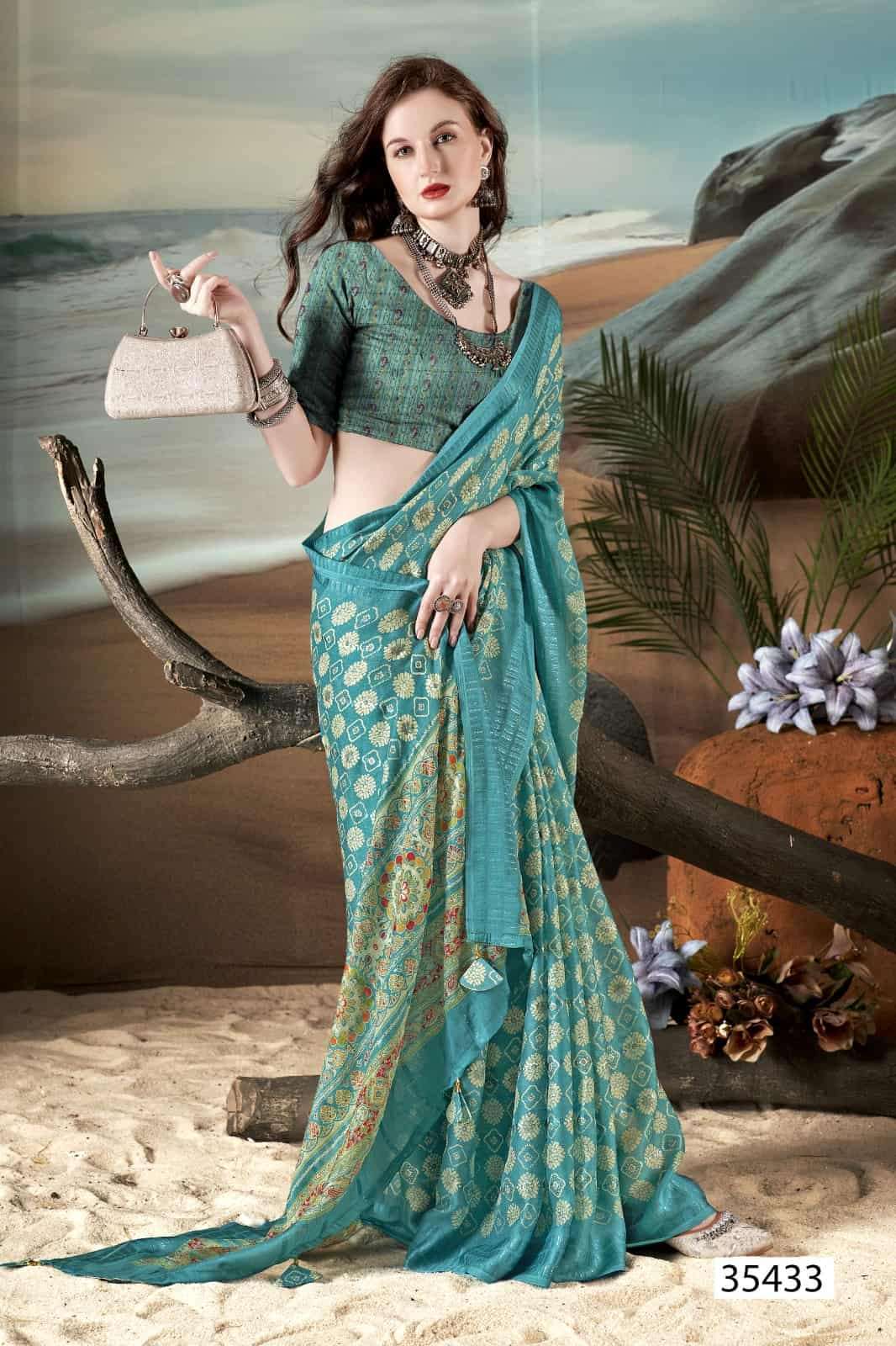 Vallabhi Prints Jiya Vol 46 Premium Moss Georgette Daily Wear Saree Collection - Amrah Wholesale