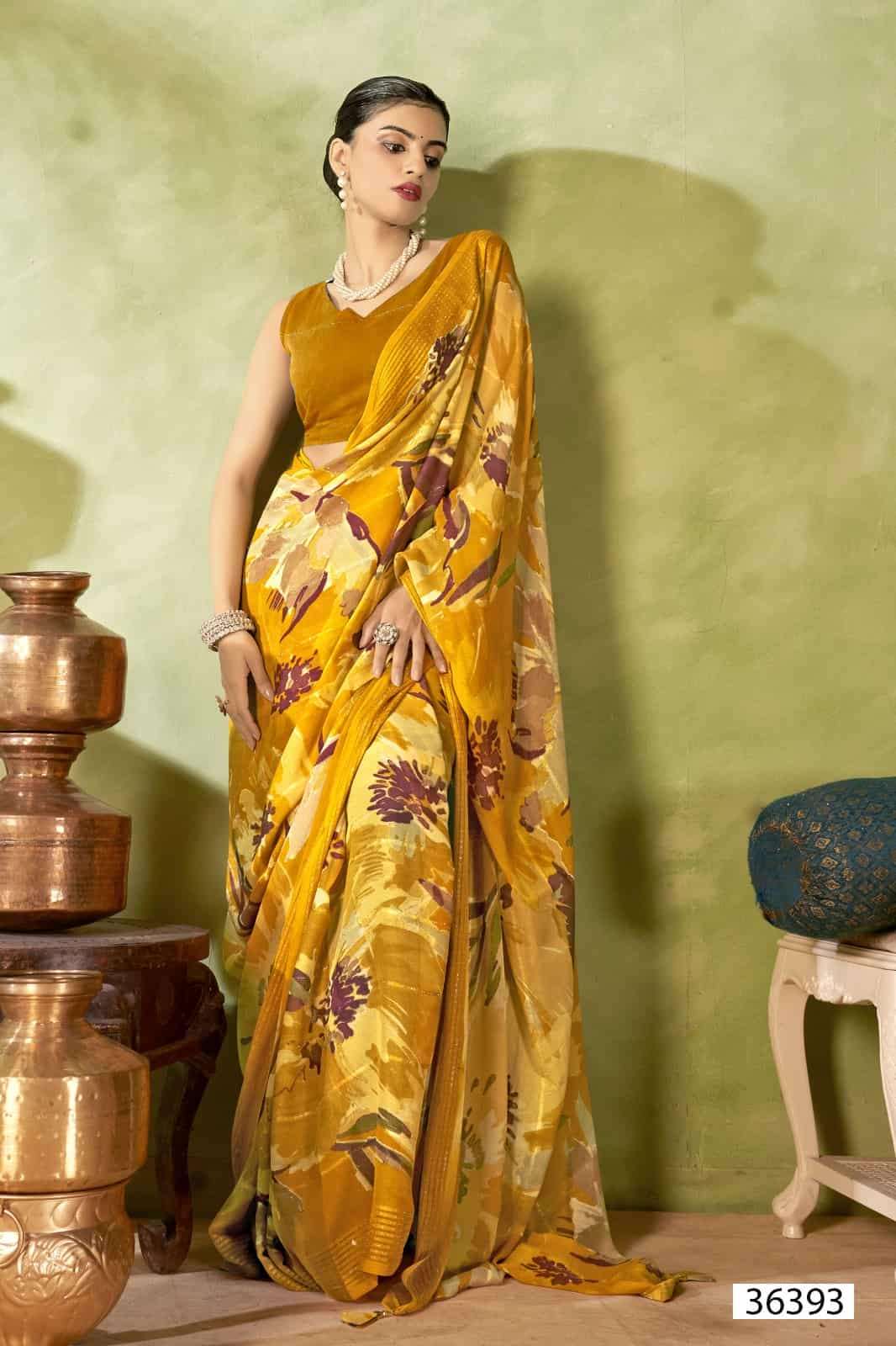 Vallabhi Prints Jiya Vol 47 Premium Moss Georgette Saree Collection - Amrah Wholesale