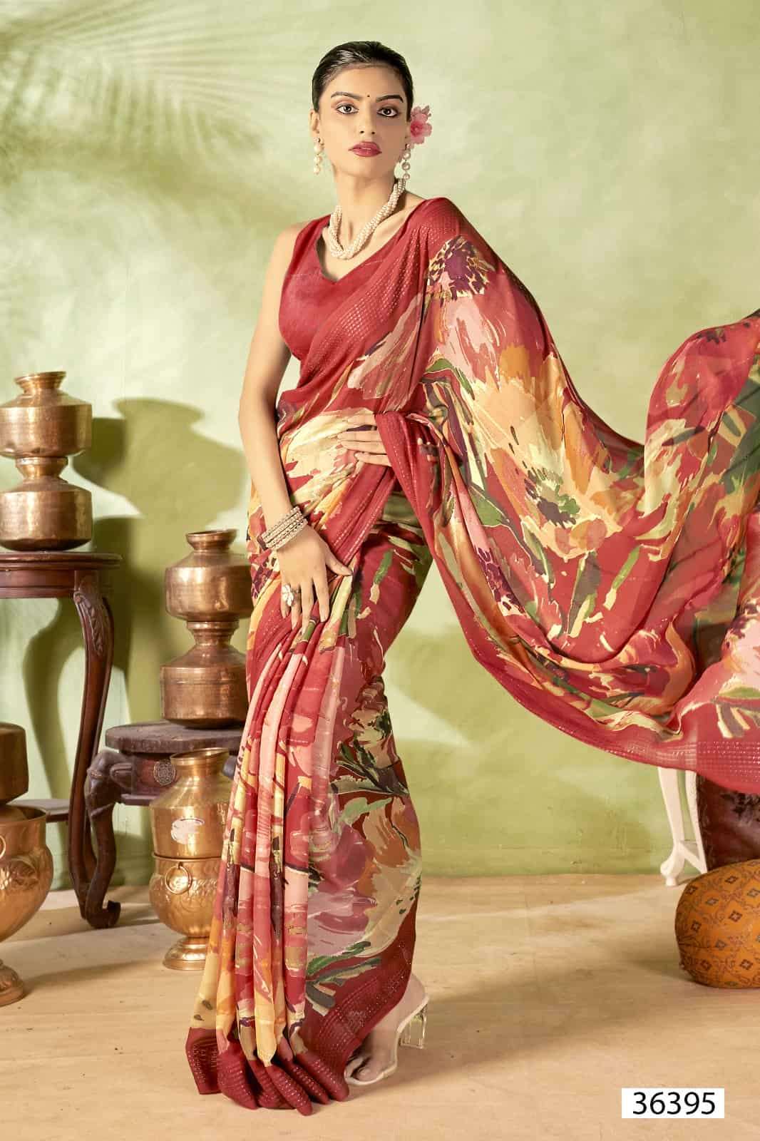 Vallabhi Prints Jiya Vol 47 Premium Moss Georgette Saree Collection - Amrah Wholesale