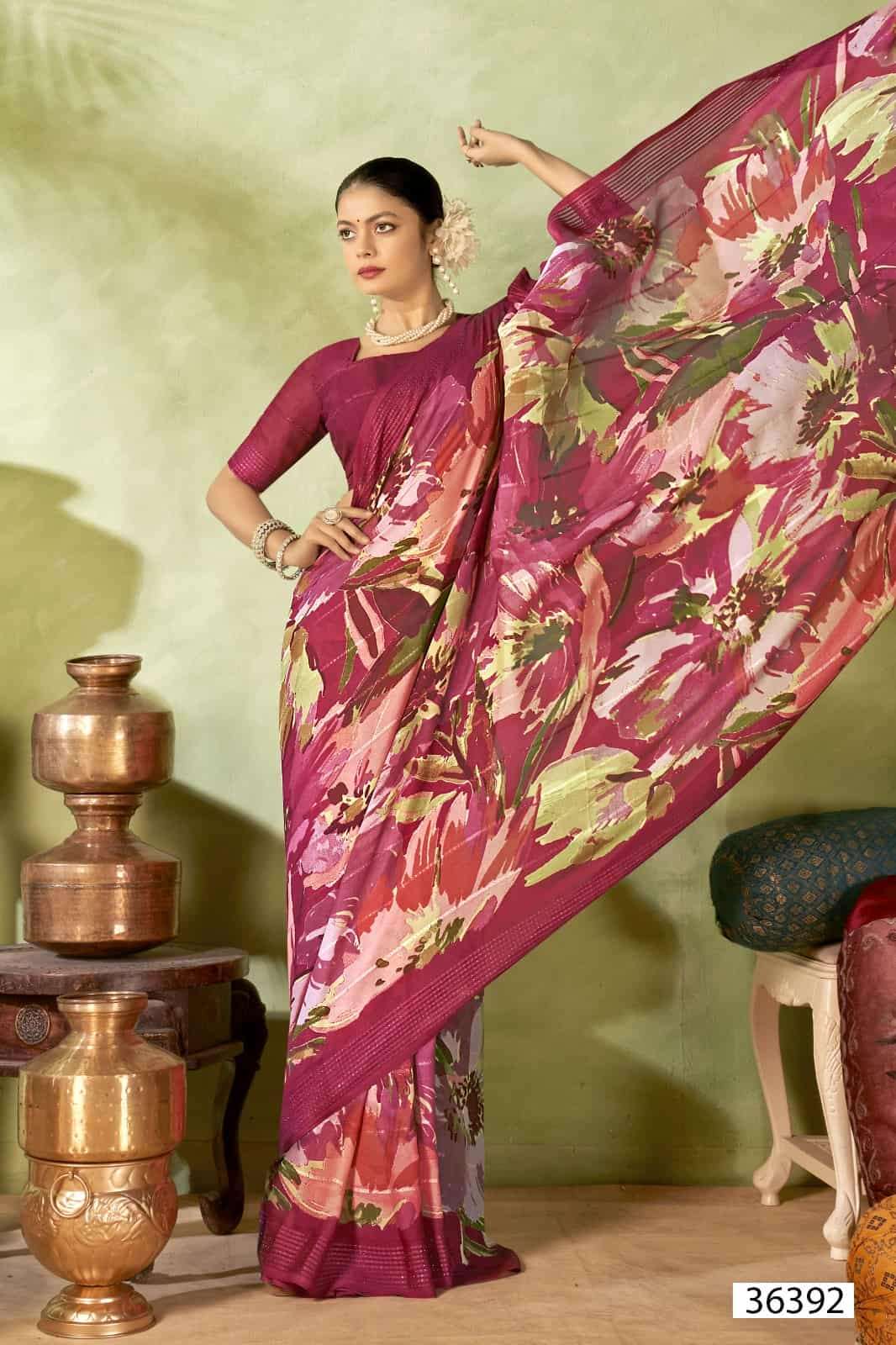 Vallabhi Prints Jiya Vol 47 Premium Moss Georgette Saree Collection - Amrah Wholesale