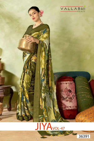 Vallabhi Prints Jiya Vol 47 Premium Moss Georgette Saree Collection - Amrah Wholesale