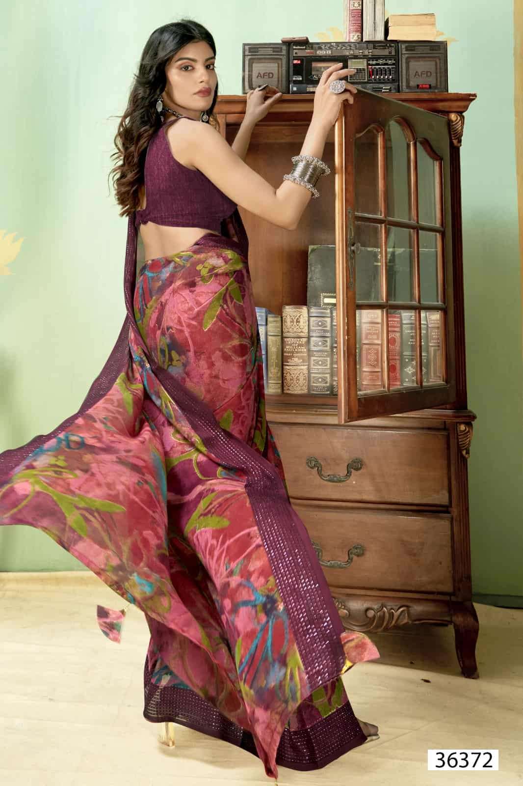 Vallabhi Prints Jiya Vol 48 Premium Moss Georgette Saree Collection - Amrah Wholesale