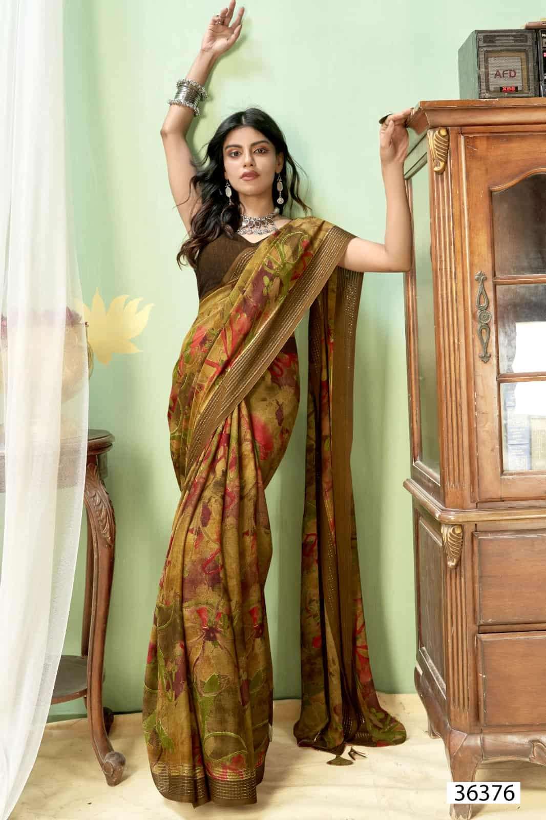 Vallabhi Prints Jiya Vol 48 Premium Moss Georgette Saree Collection - Amrah Wholesale