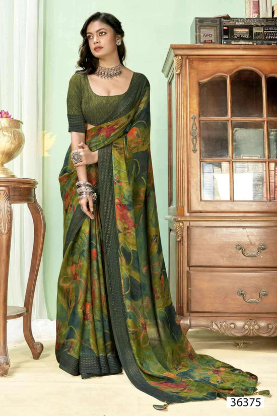 Vallabhi Prints Jiya Vol 48 Premium Moss Georgette Saree Collection - Amrah Wholesale