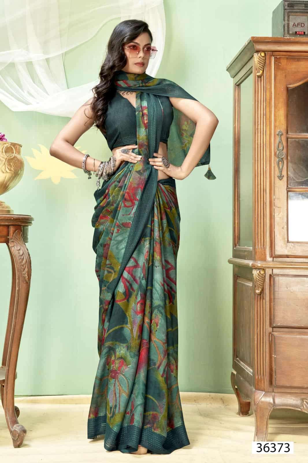 Vallabhi Prints Jiya Vol 48 Premium Moss Georgette Saree Collection - Amrah Wholesale