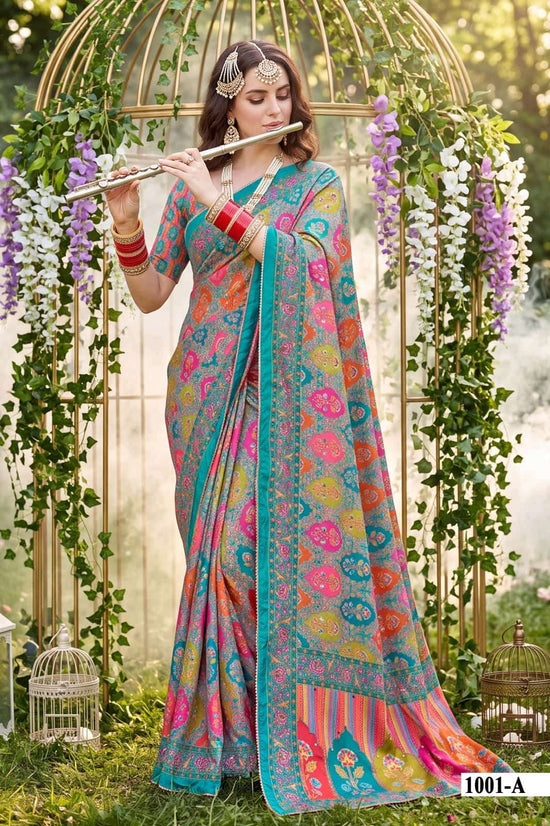 Vallabhi Prints Kumkum Satin Ethnic Print Saree