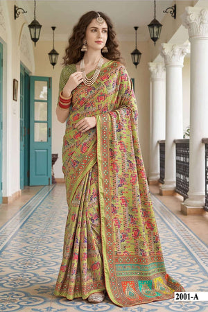 Vallabhi Prints Kumkum Vol 2 Satin Ethnic Print Saree