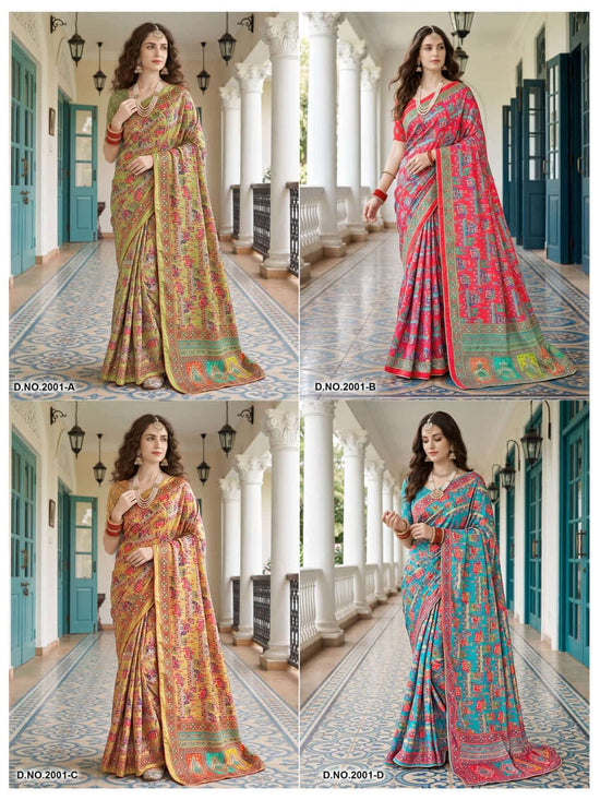 Vallabhi Prints Kumkum Vol 2 Satin Ethnic Print Saree