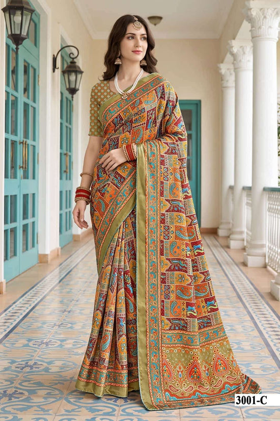 Vallabhi Prints Kumkum Vol 3 Satin Digital Print Saree