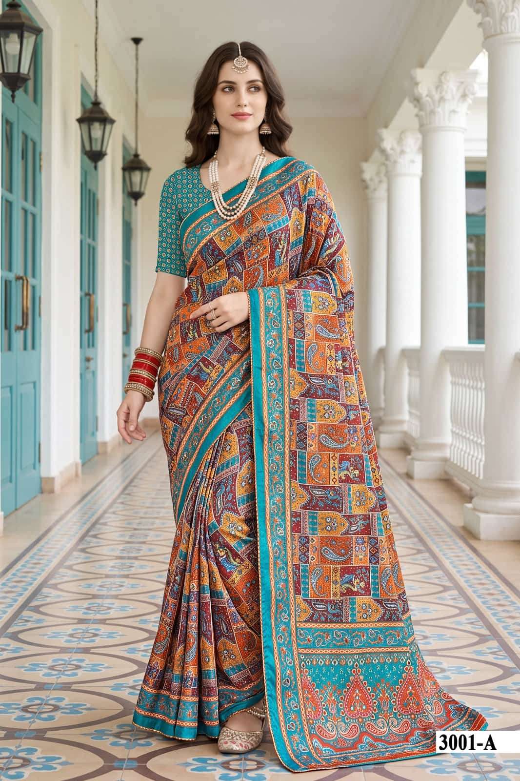 Vallabhi Prints Kumkum Vol 3 Satin Digital Print Saree