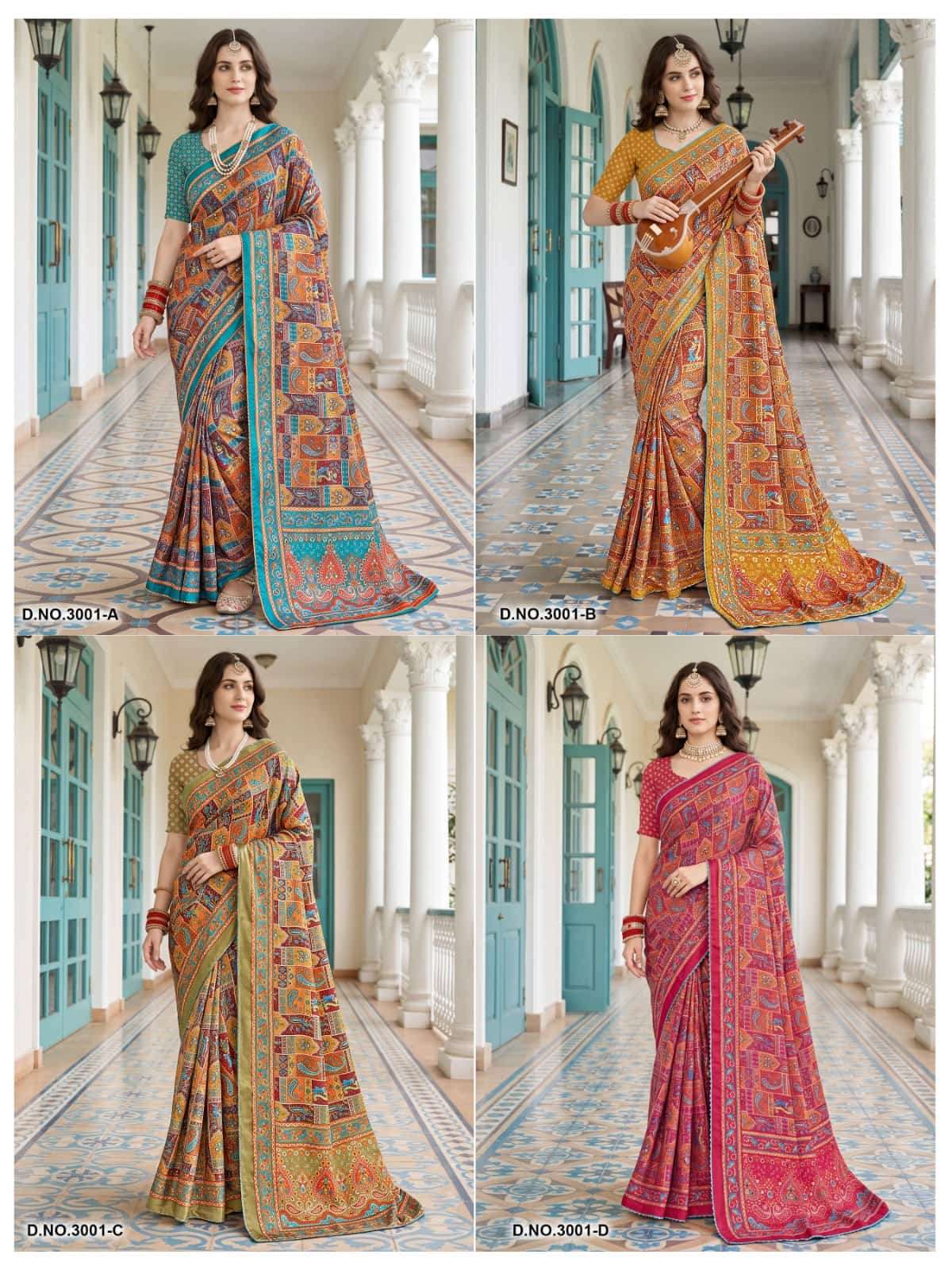 Vallabhi Prints Kumkum Vol 3 Satin Digital Print Saree