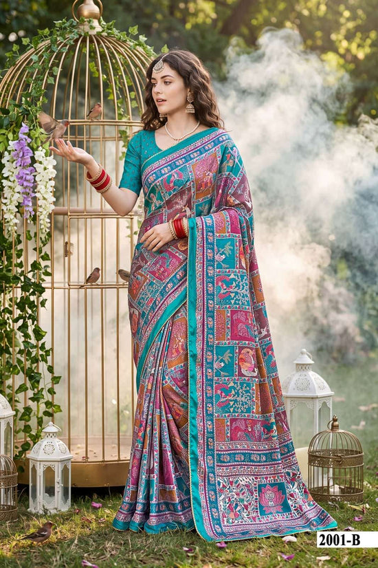 Vallabhi Prints Kumkum Vol 4 Satin Ethnic Print Saree