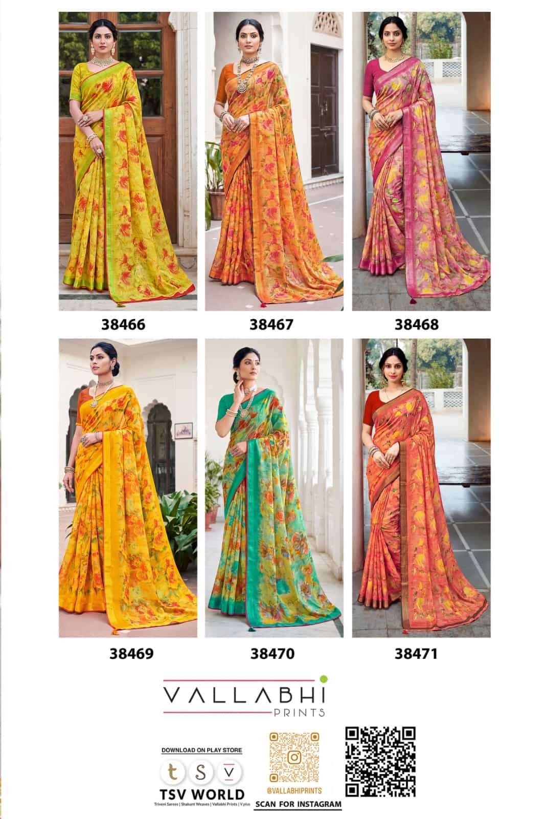 Vallabhi Prints Mahisuta Floral Print Moss Saree - Amrah Wholesale