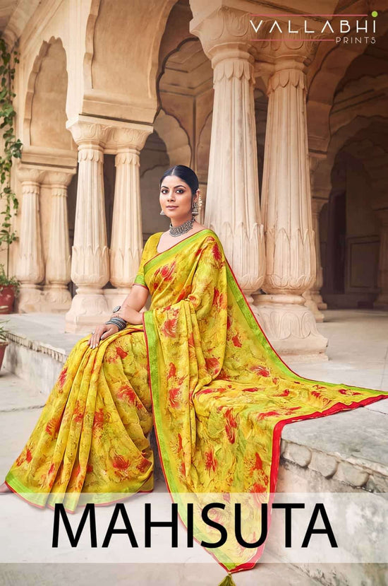 Vallabhi Prints Mahisuta Floral Print Moss Saree