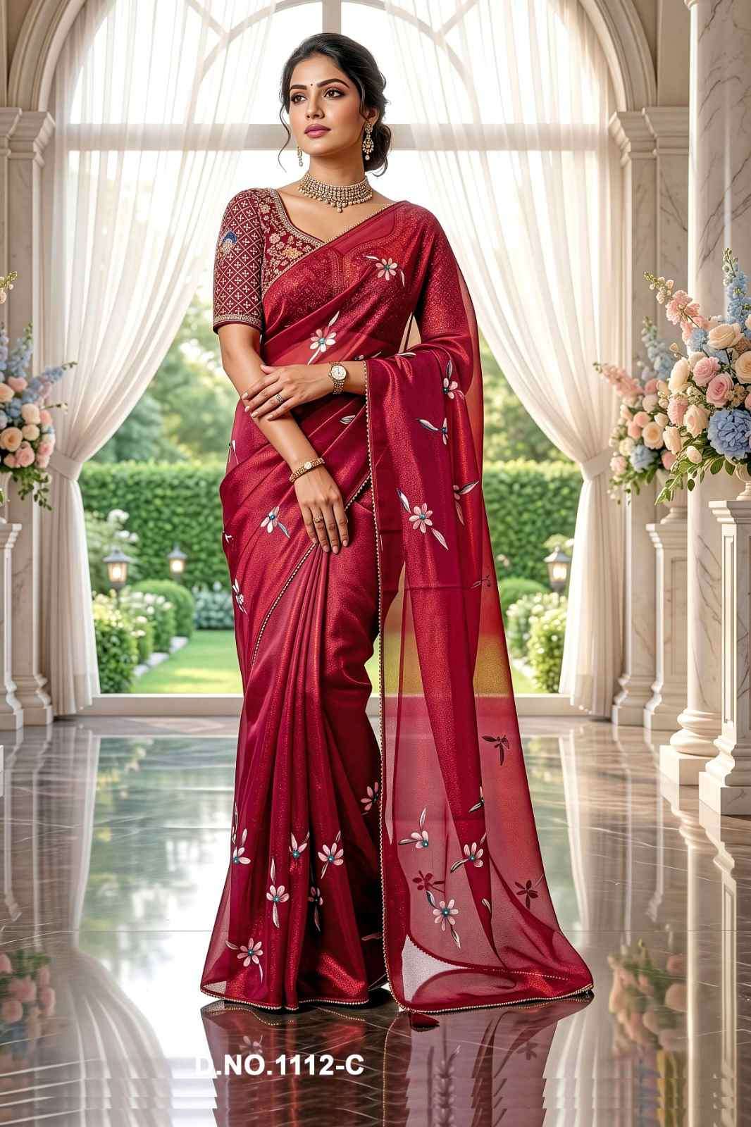 Vallabhi Prints Manshika Vol 9 NC Brush Print Saree With Embroidery Blouse