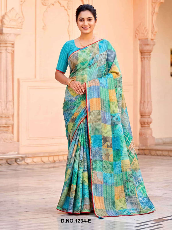 Vallabhi Prints Rupanshi Vol 15 Moss Zari Abstract Print Saree - Amrah Wholesale