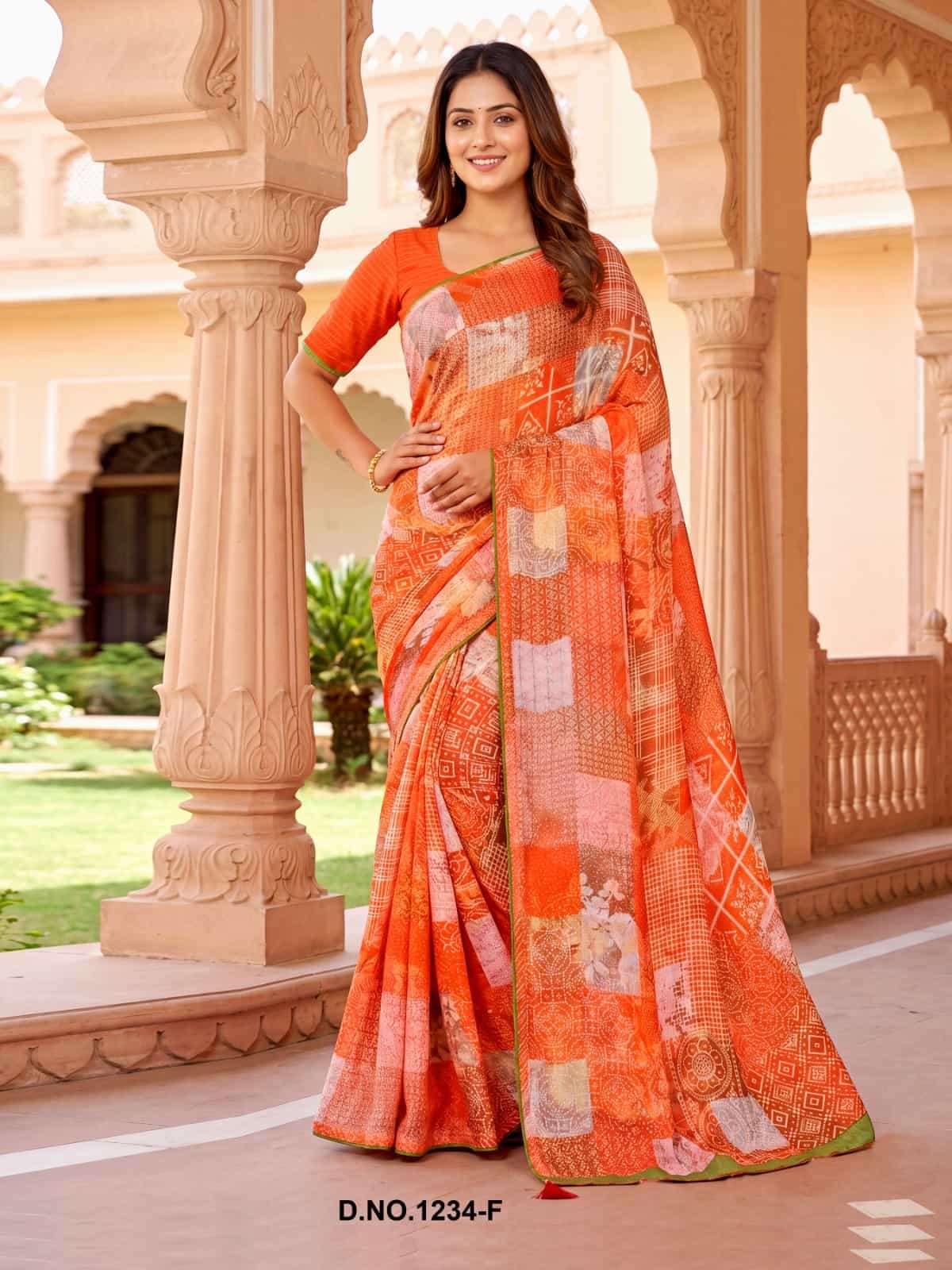 Vallabhi Prints Rupanshi Vol 15 Moss Zari Abstract Print Saree - Amrah Wholesale