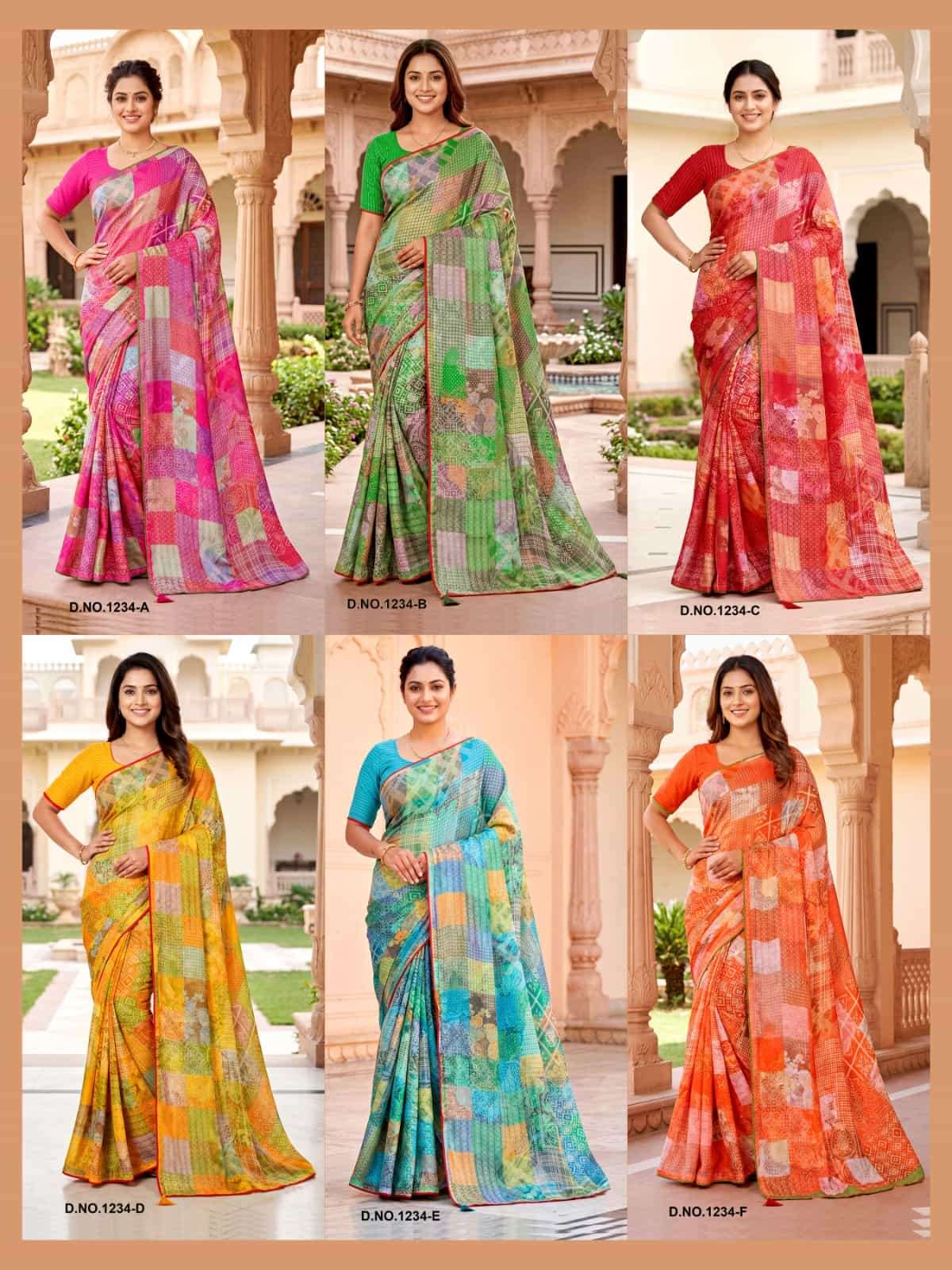 Vallabhi Prints Rupanshi Vol 15 Moss Zari Abstract Print Saree - Amrah Wholesale