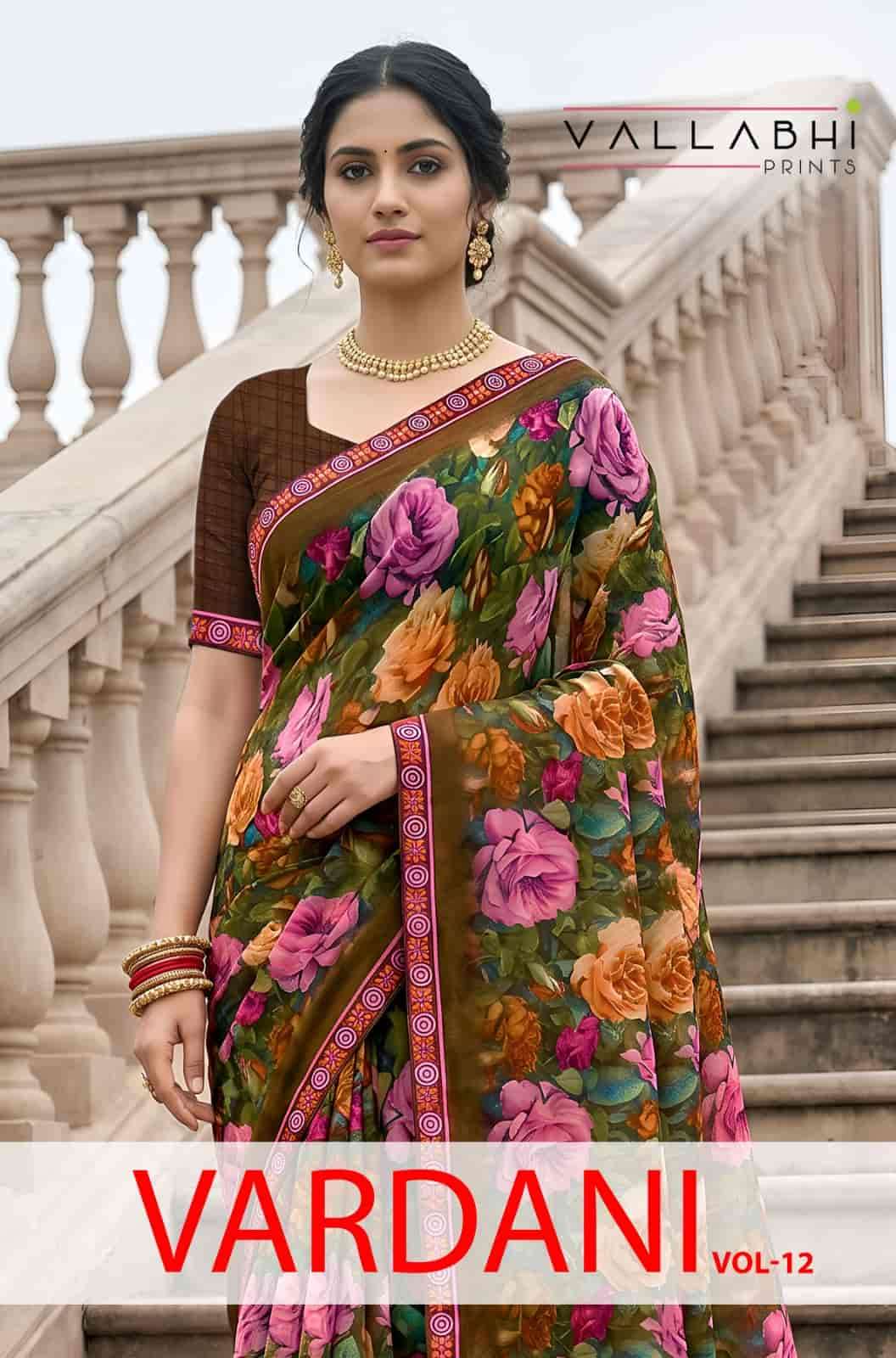 Vallabhi Prints Vardani Vol 12 Weightless Floral Print Saree Collection - Amrah Wholesale